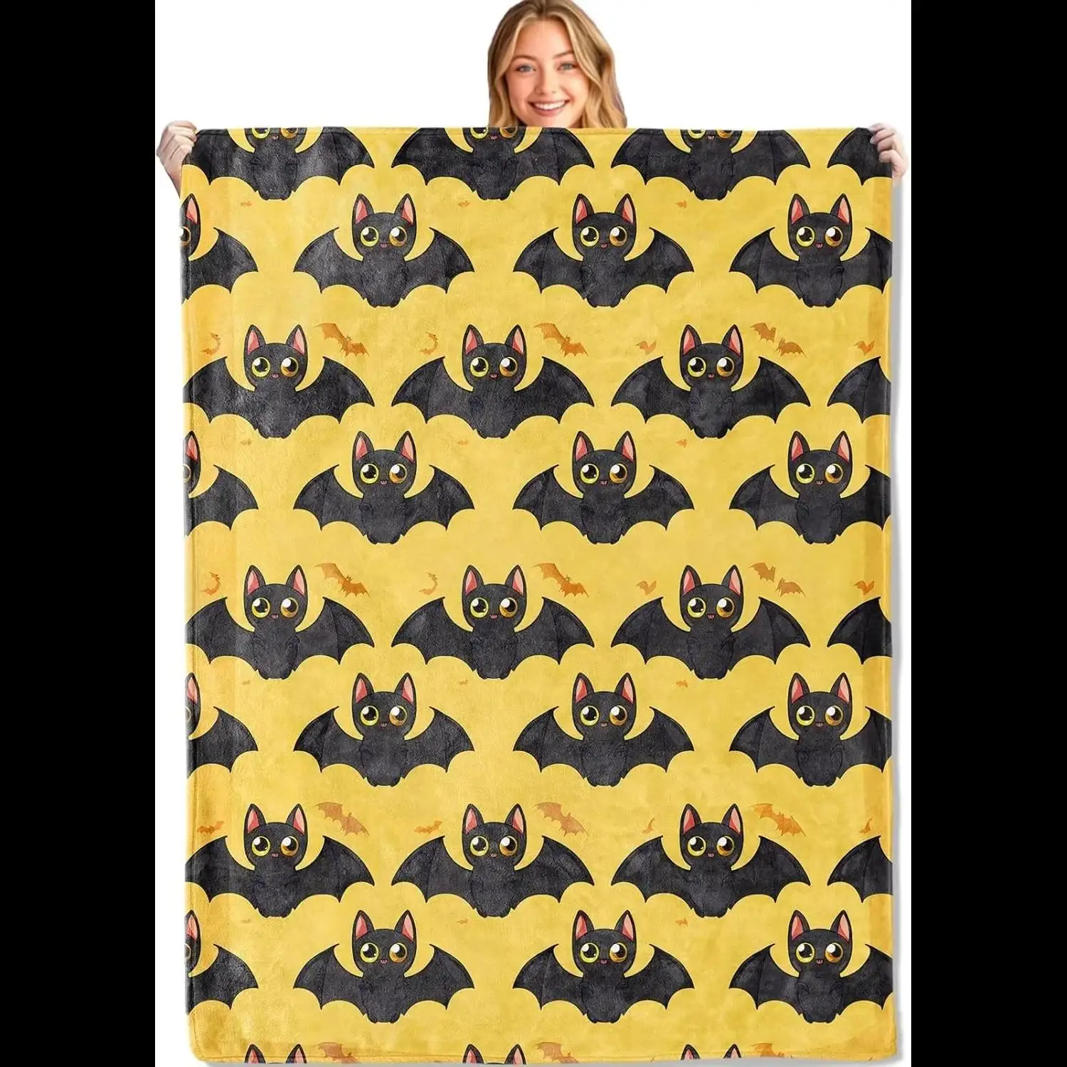 

Плед с тематикой Хэллоуина, с изображением милых летучих мышей и мистичным принтом, для дивана, кровати, автомобиля, дома, кемпинга, всесезонное использование