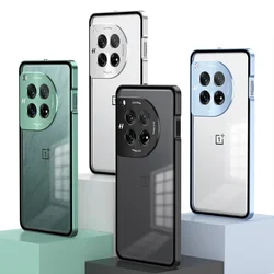 OnePlus 10 Pro 12 12R 13 13R Nord CE 4 5G 케이스 용 알루미늄 합금 금속 프레임 케이스 무광택 투명 아크릴 뒷면 커버 범퍼