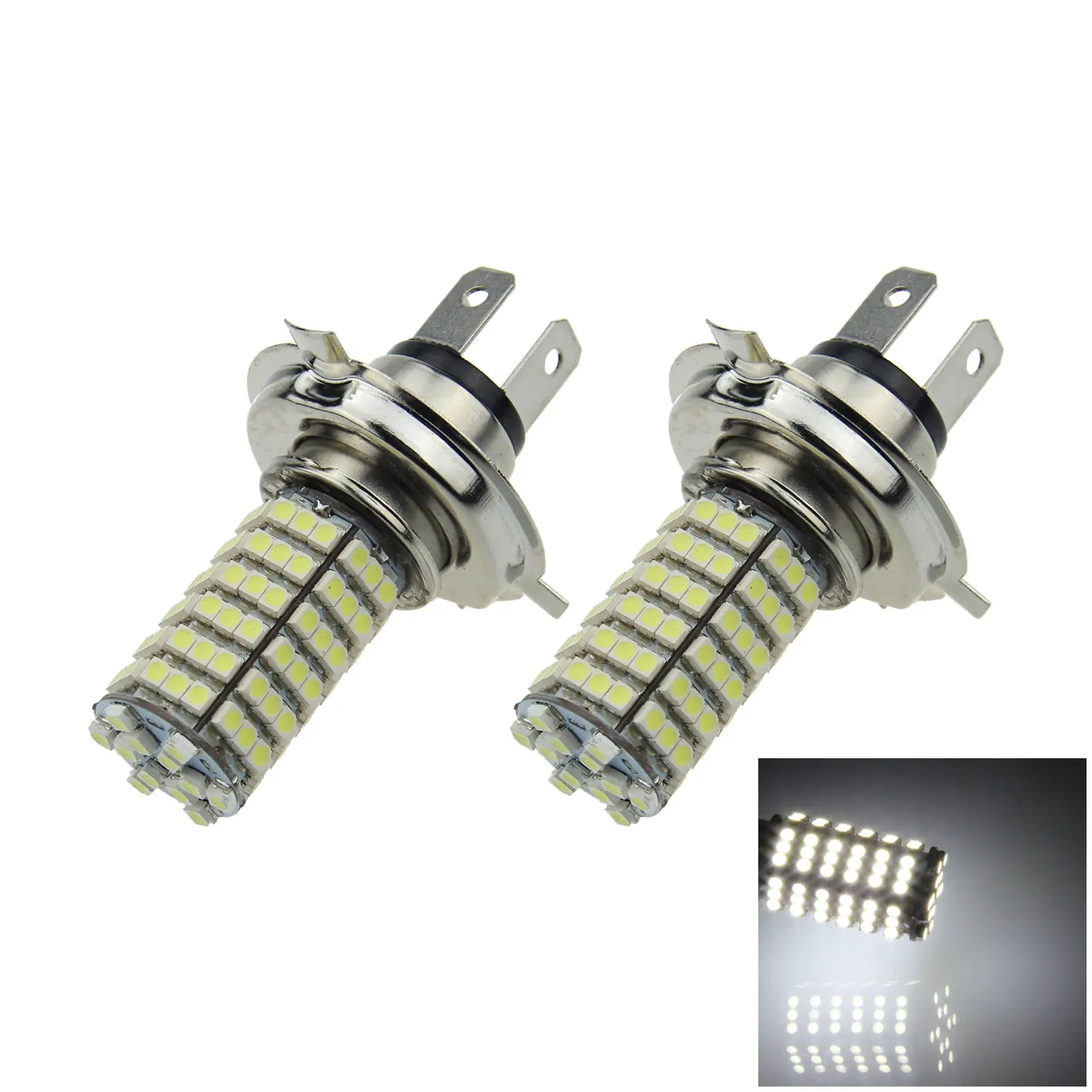 2x White RV H4 Rear Blub Turn Lamp 120 Emitters 1210 SMD LED DIN49642T7 H106-W