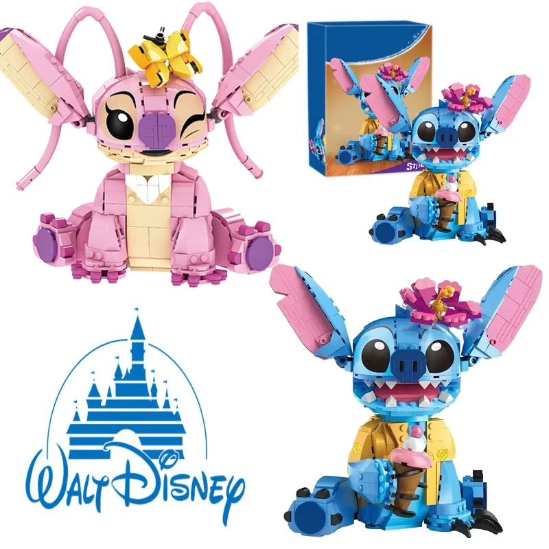 

Stitch Doll children's puzzle assembling block cartoon toy with movable ears assembling birthday gift for boys and girls