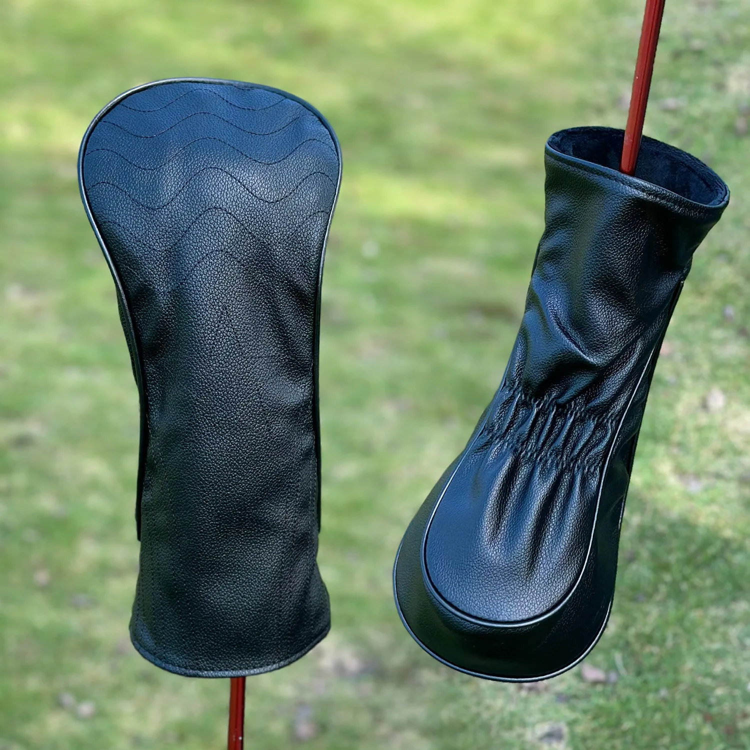Black White Golf Headcover Golf Club Cover Striped Style PU Leather Soft Durable For Driver Fairway Hybrid Waterproof Protector
