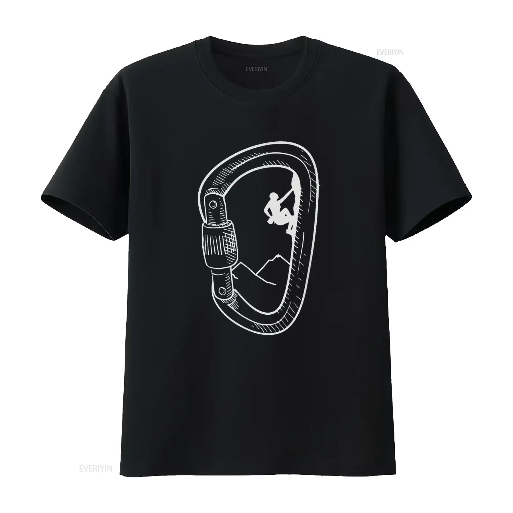 Rock Climbing T Shirt Carabiner Mountain Climber  vintage Washed Slightly Unisex graphic Top For Everyday Wear Stretched