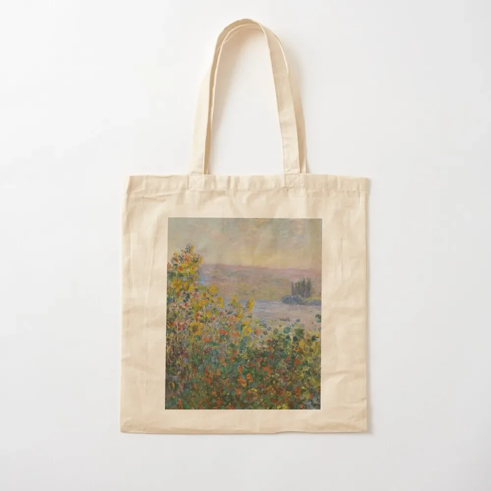 

Flower Beds at Vétheuil, Claude Monet Tote Bag Canvas stote bag Shopper handbag shoping bag