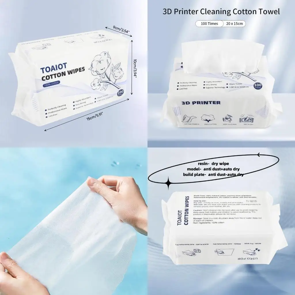 

896F 100 шт. инструменты для чистки 3D-принтера Чистящие хлопчатобумажные салфетки Хлопковые сильно впитывающие влагу
