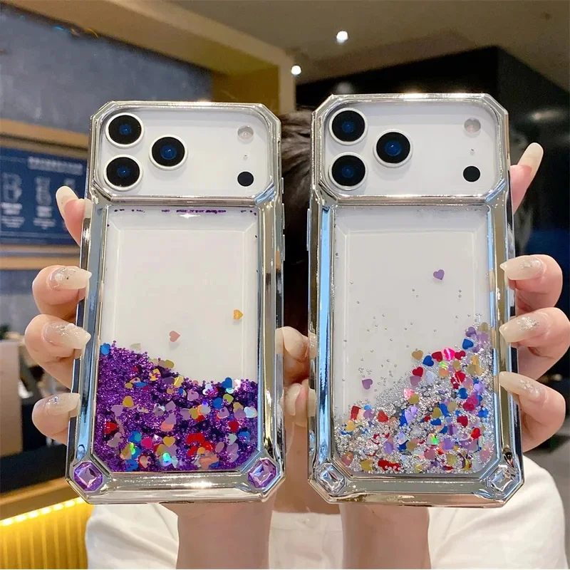 

Fashionable glittery liquid sand phone case suitable foriPhone 17 16 15 Shockproof and anti-fall phone case