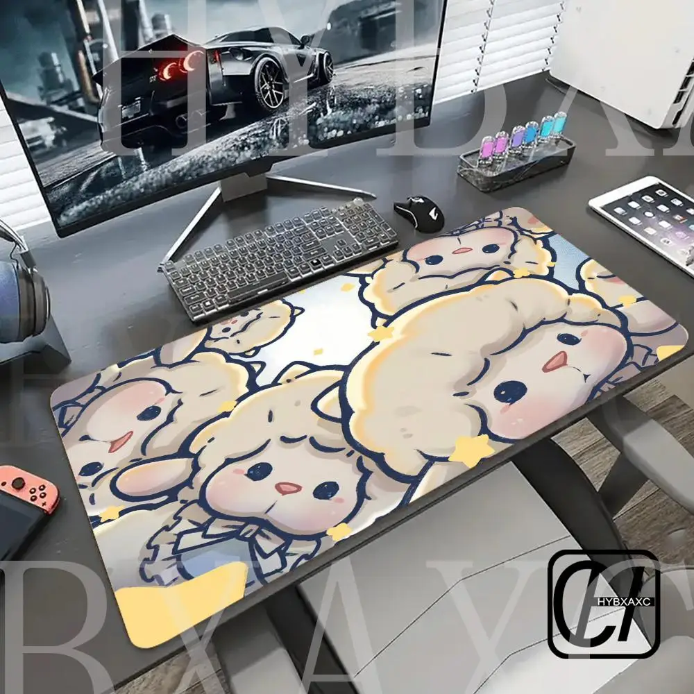 

Cute Rabbit Animal Mouse Pad Kawaii Desk Mat Office Accessories Light Mousepad Pc Gamer Cabinet Mausepad 80X40 HYBXAXC Desk Mat