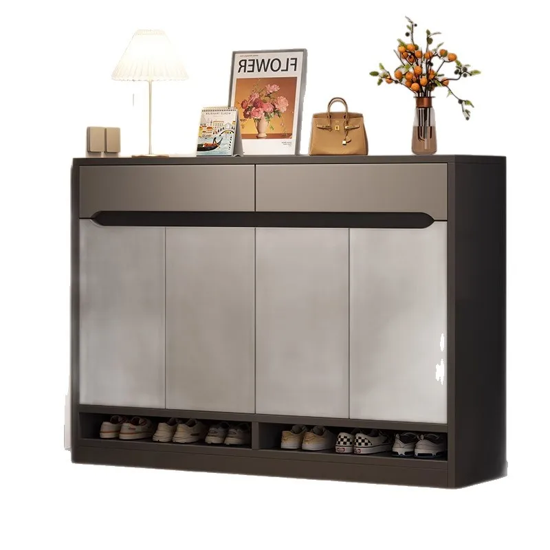 

Household entrance shoe cabinet high-end storage cabinet integrated against the wall indoor large-capacity shoe rack