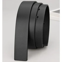 Pure Cowhide Belt Strap 3.4CM Round Hole Belt No Buckle Genuine Leather Belts High Quality Without Buckle Belt Men Women