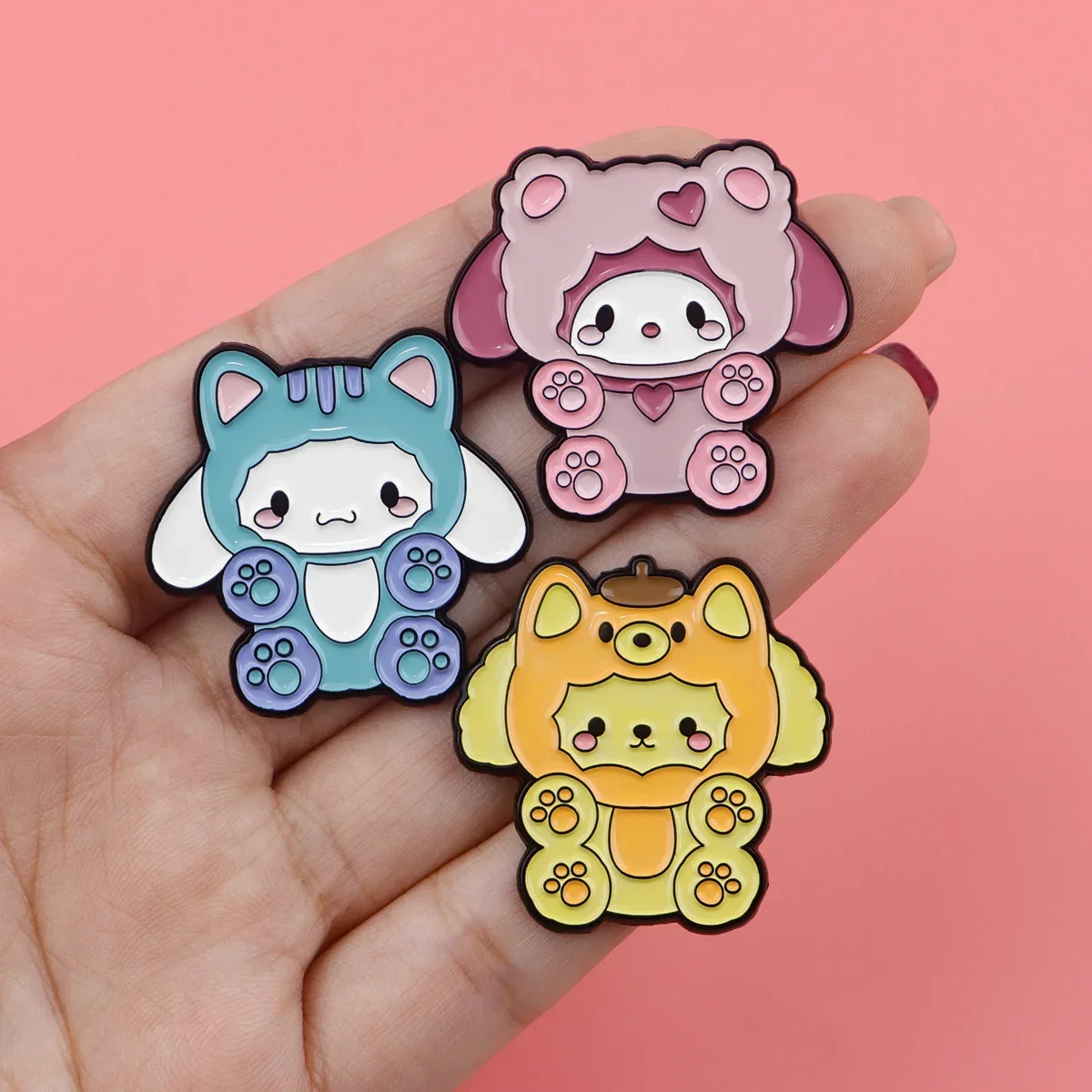 أرنب القط الكرتون بروش شارة الملابس على ظهره مجوهرات اكسسوارات دبوس شارة سبيكة