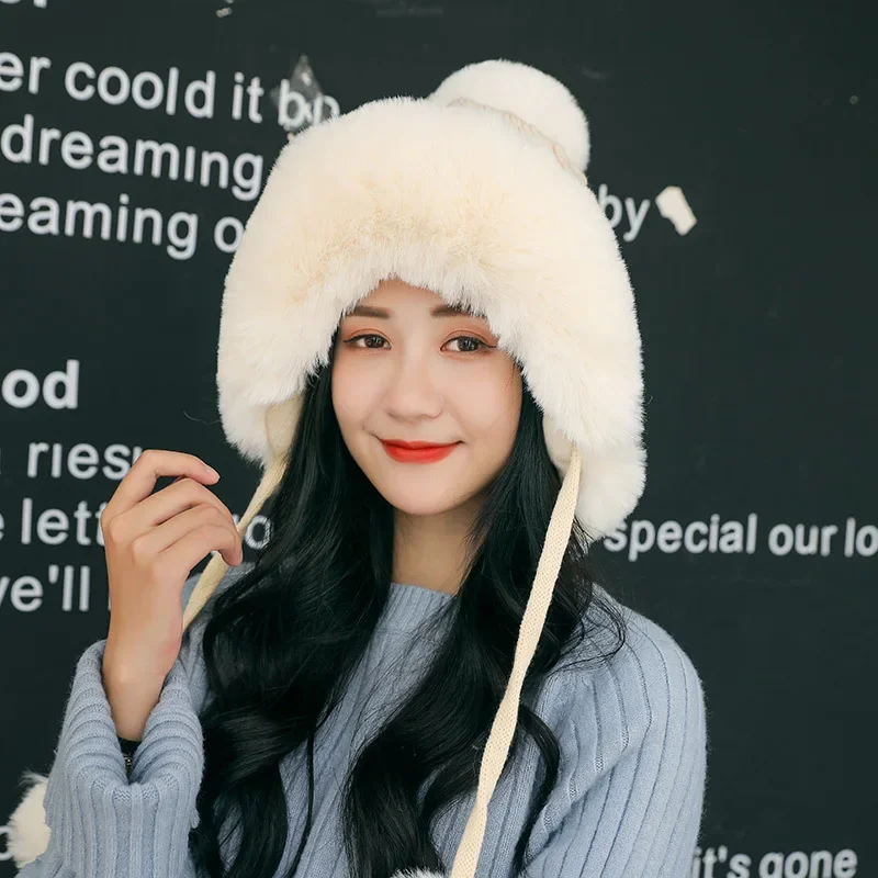 

Hat Ladies Winter Tide Warm Knit Hat Autumn and Winter Korean Fashion Wild Plus Velvet Ear Protection Wool Hat