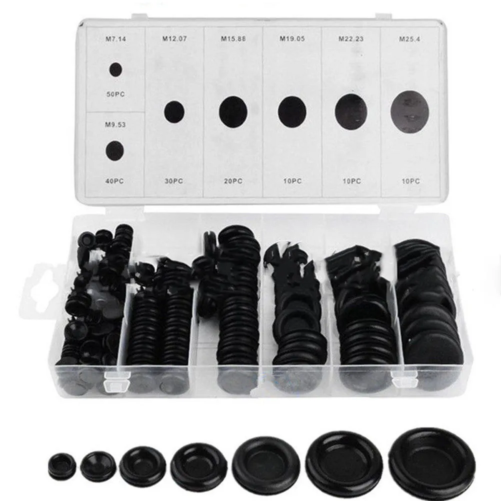 

1 Set 170pcs Black Rubber Seal Ring Rubber Grommets Retaining Ring Set with Plastic Box for Gasket Kits (Black)