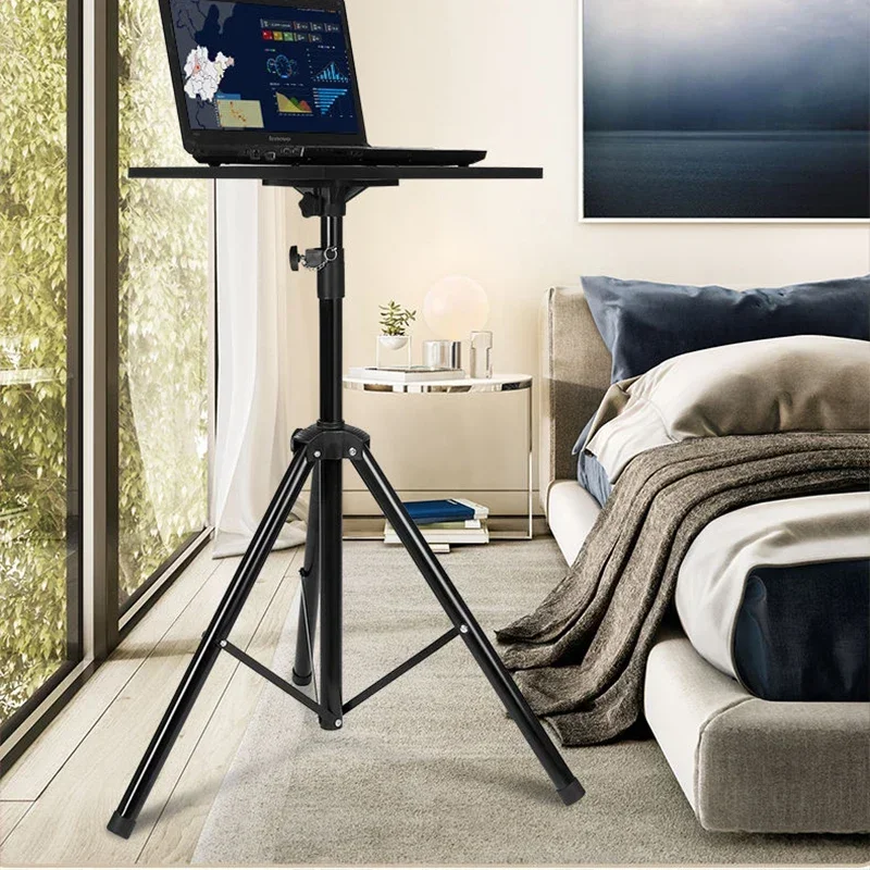 1.8M Portable Laptop Stand Floor Folding Computer Desk Adjustable Height Stable Tripod Speech Study Table for Bed Sofa Standing