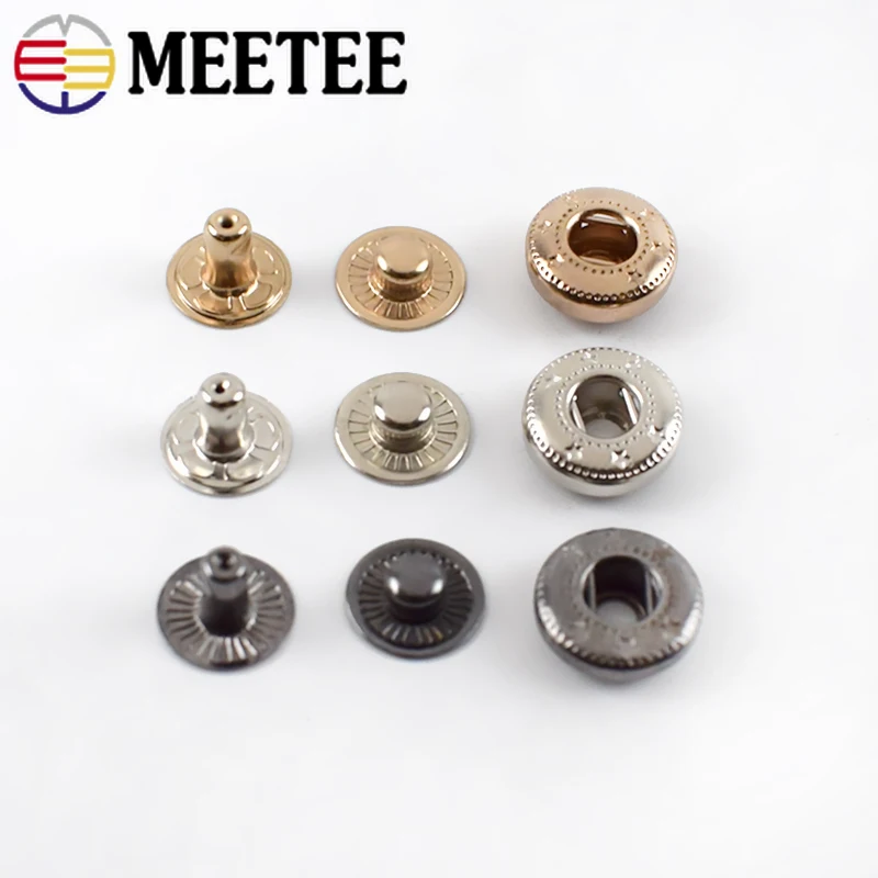 20Sets 10-25mm Metal Press Stud Sewing Buttons Clothes Fasteners Snap Button Accessories for Coat Decorative Clasp Leather Craft