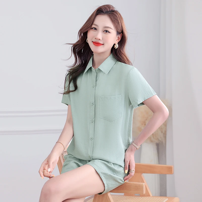 Women'S Summer Quick Drying Ice Silk Sports Suit New Versatile Casual Loose Fit Slimming Short Sleeved Shorts Two-Piece Set