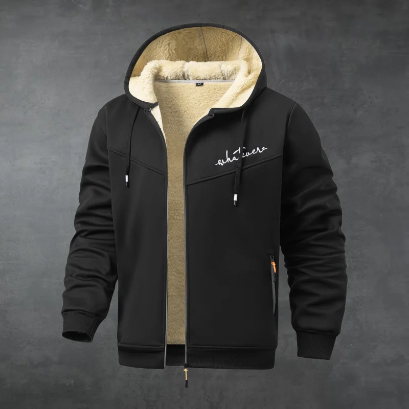 سويت شيرت صوفية بغطاء للرأس وسحاب مطبوع عليه حروف للرجال، قميص كاجوال عصري