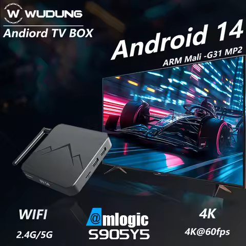 WUDUNG WD05 Android 14 AV1 Smart TV Box Amlogic S905Y5 4G/32G BT TV BOX 2.4G&amp;5G Dual Wifi 6 4K HD Set Top Box Media Player