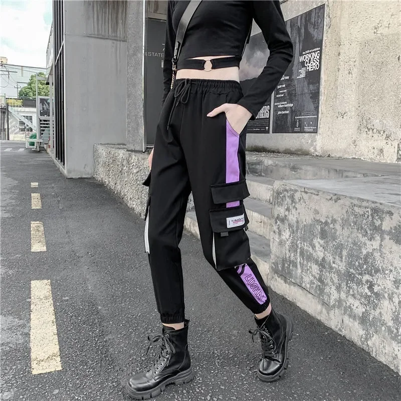 

Women Fashion Loose Cargo Pants Women Streetwear Casual Trousers Korean Style Ankle-length Jogger Pants Female 2023