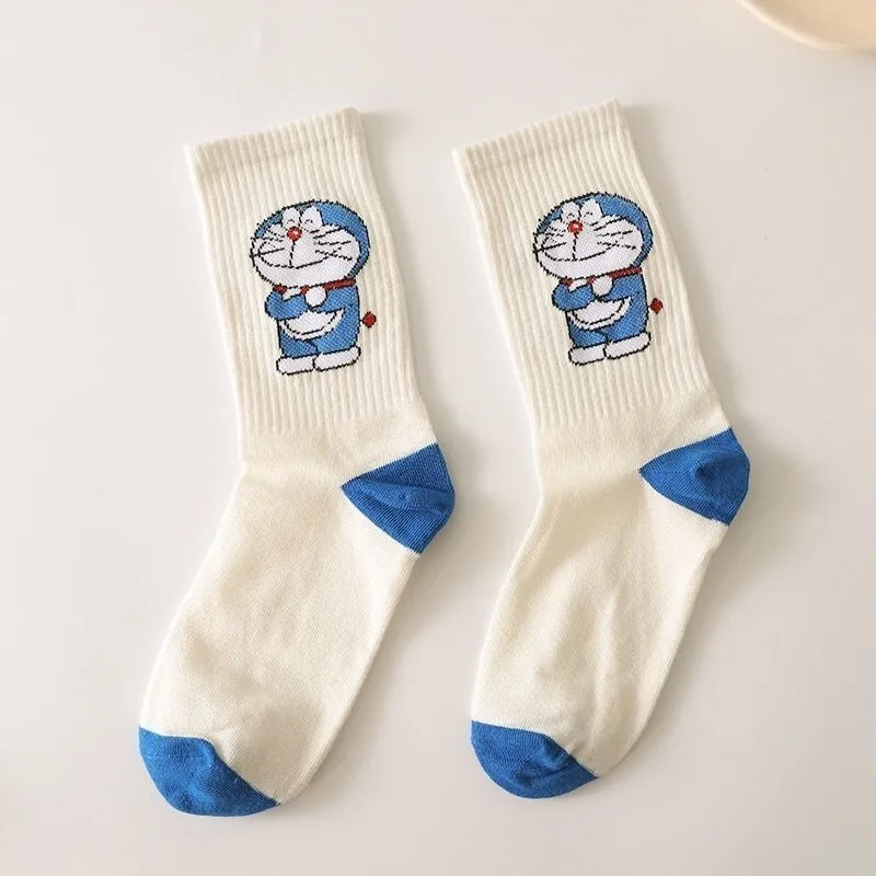 Kawaii Doraemon носки для женщин, носки до середины икры с героями мультфильмов, осенне-зимние удобные чулки для девочек, милые носки в стиле аниме, подарки на день рождения