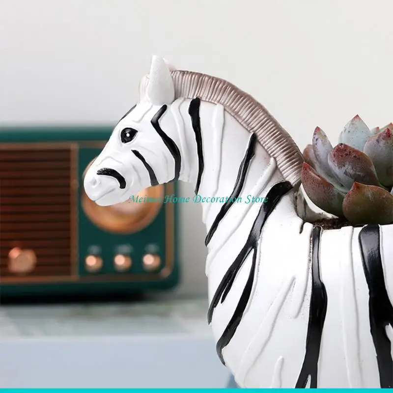H7BF Animal Sculpture Planter Decorative Resin Plant Pot Office Tabletop Flower Vase Home Garden Decoration