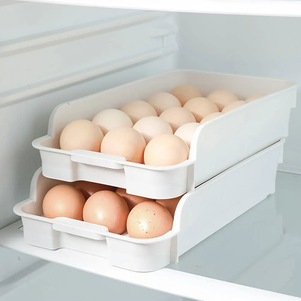 

2Pcs Drawer Style Egg Box Thickened Wear-Resistant Egg Tray for Refrigerator Storage Household Kitchen Organizer Multi-Function
