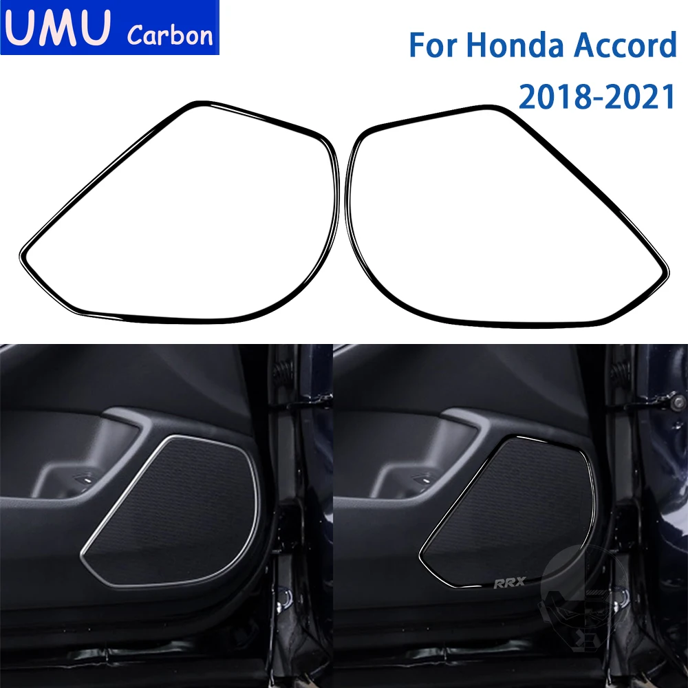 

For Honda Accord 2018 2019 2020 2021 Accessories Car Interior Glossy Black Plastic Door Horn Frame Trim Sticker Decoration