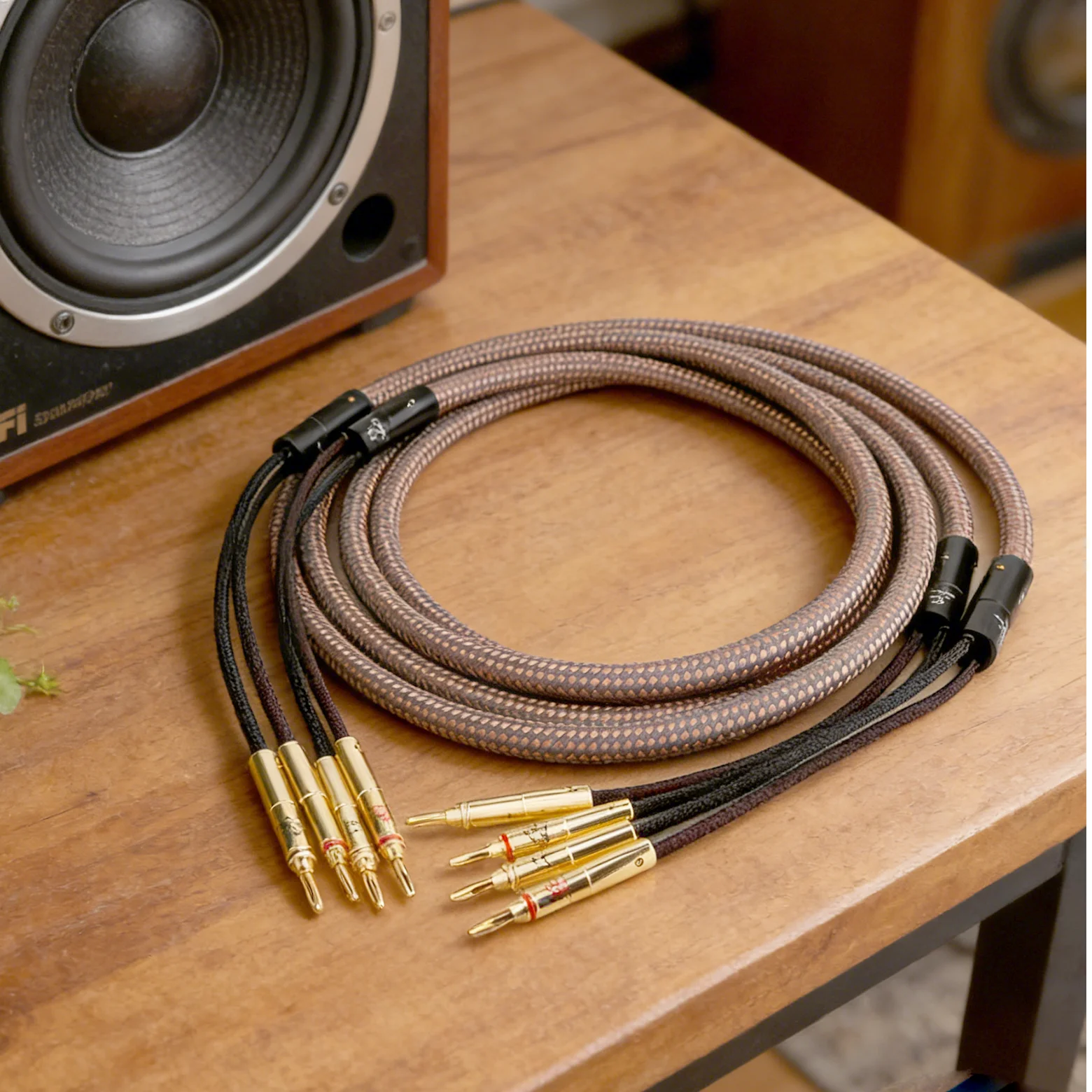 

Speaker Cable 2 to 2 Banana Plug y spade Speaker cable12AWG OFC Copper Fever Connector Cable