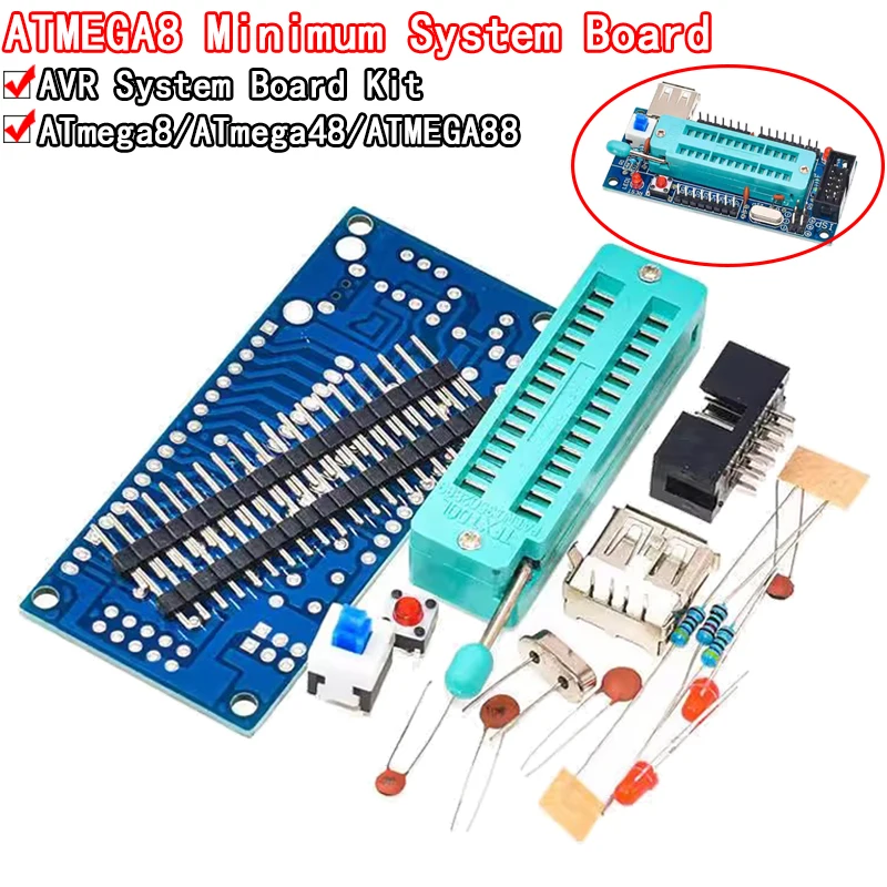 ATmega8 ATmega48 ATMEGA88 Development Board AVR (NO Chip) New Diy Electronic Module Diy Kit Pcb Board USB Interface