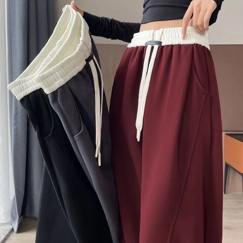 Spring Autumn Simplicity Office Lady Solid Color Wide Leg Women Fashion Trend Straight Korean All-match High Waist Casual Pants