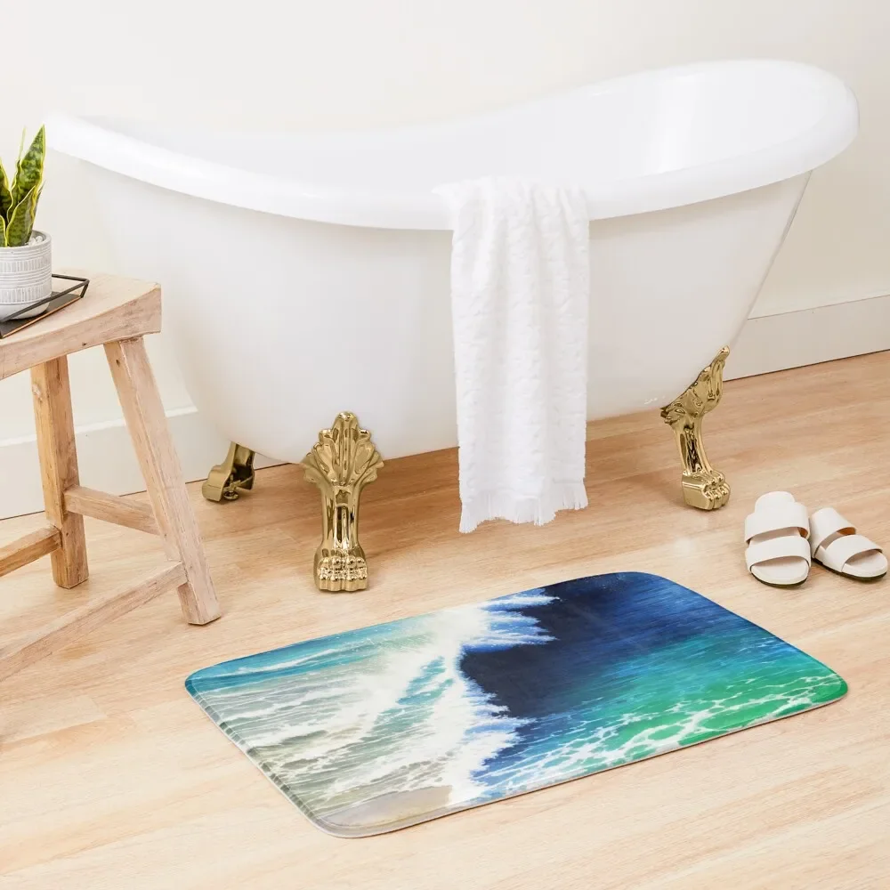 

Blue Green Ocean Shore Waves Bath Mat Living Room Rug Toilet Rug Rug Bathroom Carpet Carpet Carpet Mat