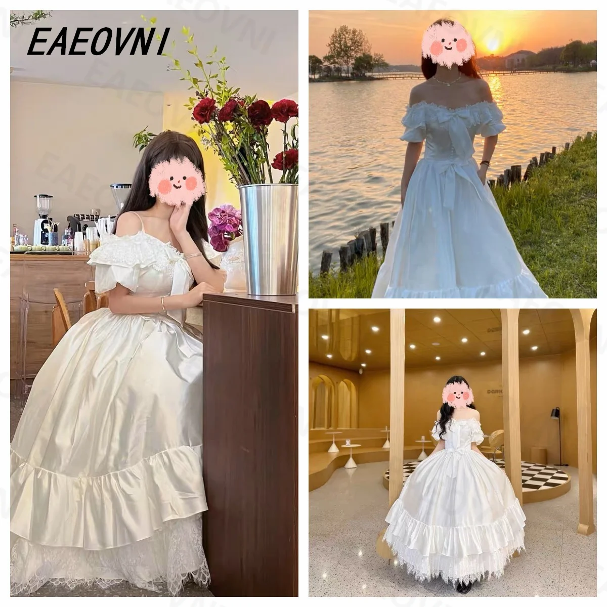 Elegancka luksusowa francuska suknia ślubna Vintage Princess Off The Shoulder 2023, biała suknia ślubna z satynową kokardą, koronkowa suknia balowa Vestido de novia