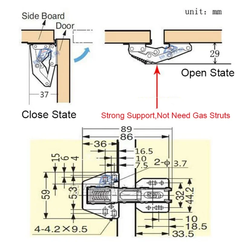 2pcs Caravan Motorhome Overhead Swing Up Flap Hinge Stay For Face Frame Cabinet Locker Cupboard Kitchen Cabinet Door Hinges