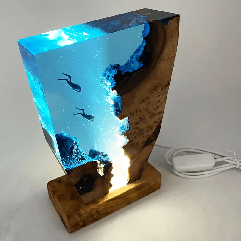 Imagem -03 - Resina Table Lamp For Divers Cave Diving Exploration Theme Night Light Arte Criativa Decoração Night Light Usb Charge