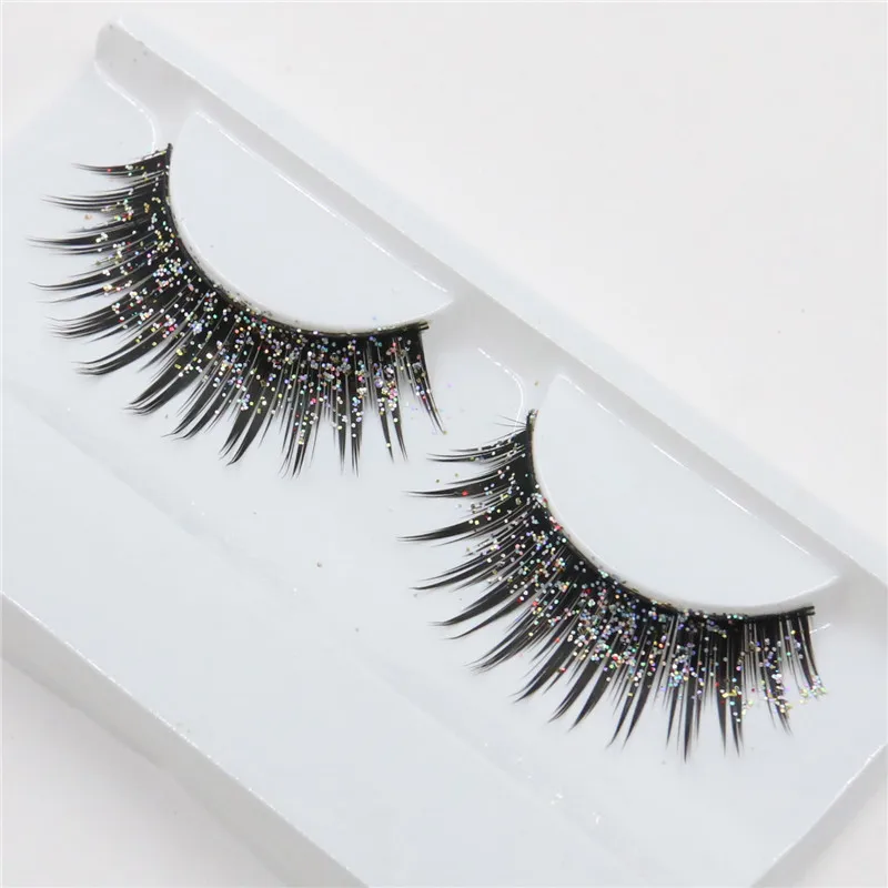 Glitter Rhinestone Cross Fake Eyelashes Extension Natural Long Cosplay Manga Lashes Korean Women Korean Makeup Tools