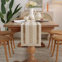 1pc Bohemian Macrame Crochet Table Runner with Tassels Style Table Runner for Weddings, Dining, Parties, and HomeDecor