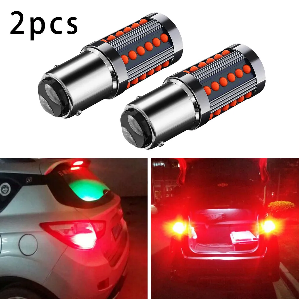 

DC/AC 12V-24V 1157 LED Light Bulb High Brightness 0.23A 2pcs Set COB Car Red Super Bright Aluminum Brake Light