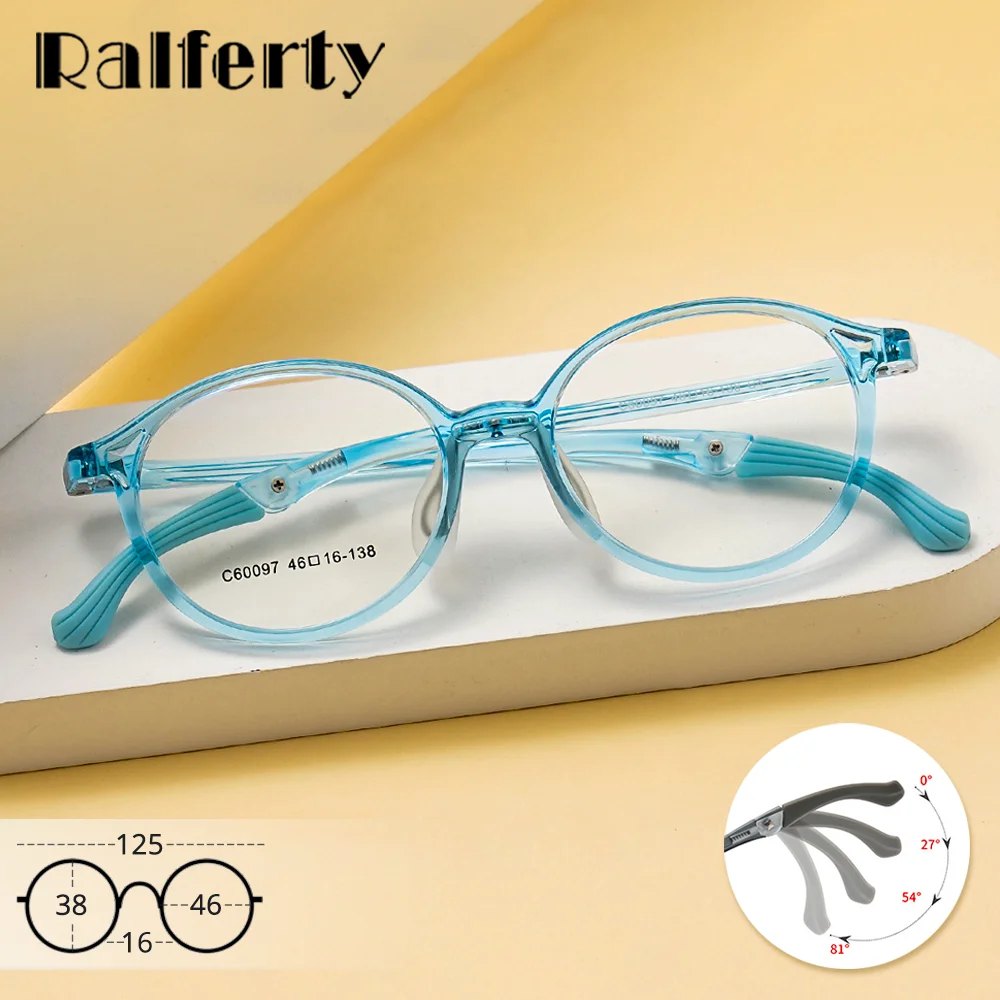 

Нескользящая детская круглая оправа для очков Ralferty TR90 для оптических детских очков, оправа для очков для мальчиков и девочек, прозрачные линзы Zero Sport 46