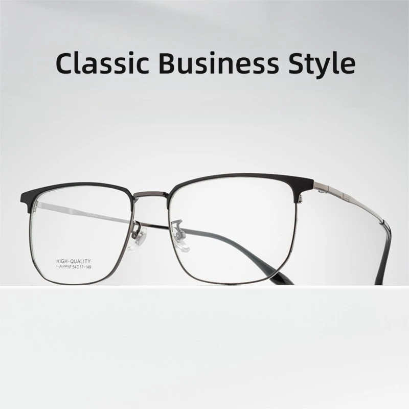 Montures de lunettes Browline d'affaires en titane ultraléger, légères et durables, Style Scholar classique pour hommes, lunettes de myopie