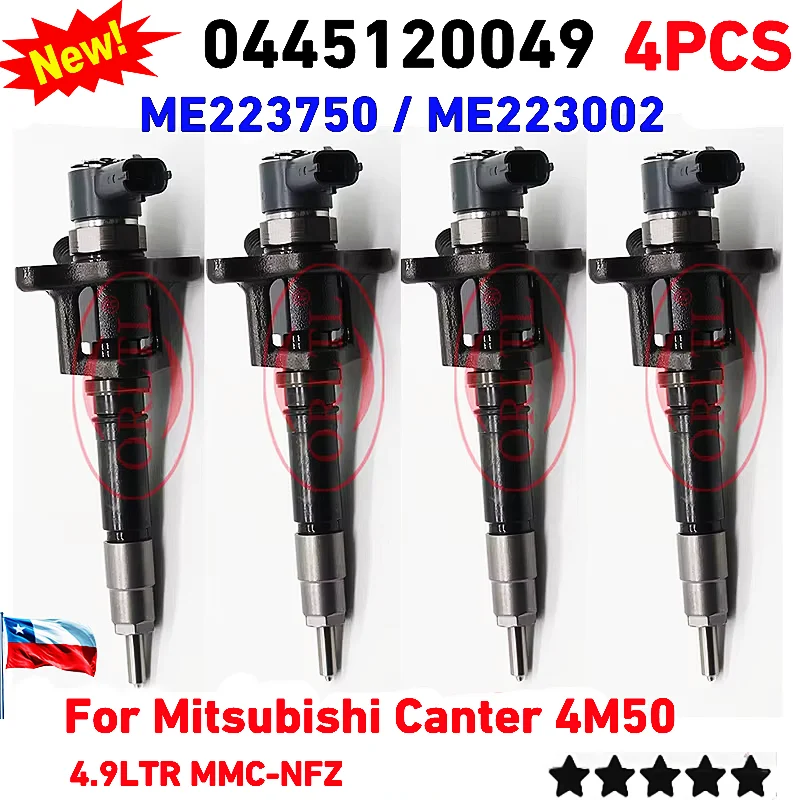 

4 PCS 0445120049 ME223750 ME223002 Diesel Common Rail Fuel Injector 0 445 120 049 For Mitsubishi Canter 4M50 4.9LTR MMC-NFZ