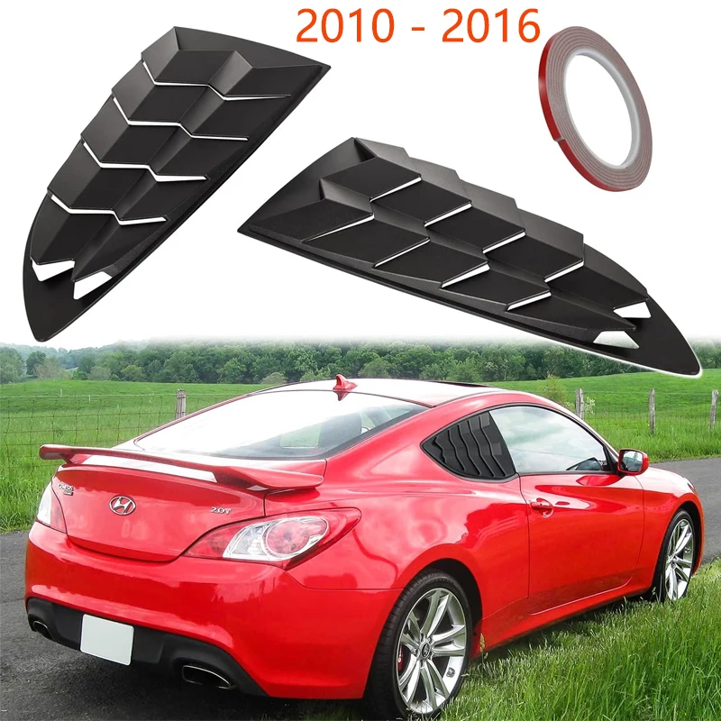 Car Left & Right Side Window Louvers Windshield Sun Shade Cover Fit for Auto Hyundai Genesis Coupe 2010 - 2016 Matte Black