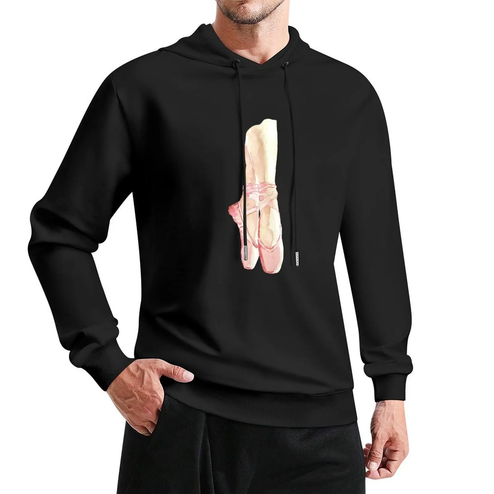 Watercolor of Pointe shoes Ballerina Pullover Hoodie men's clothes men's winter sweater anime hoodie