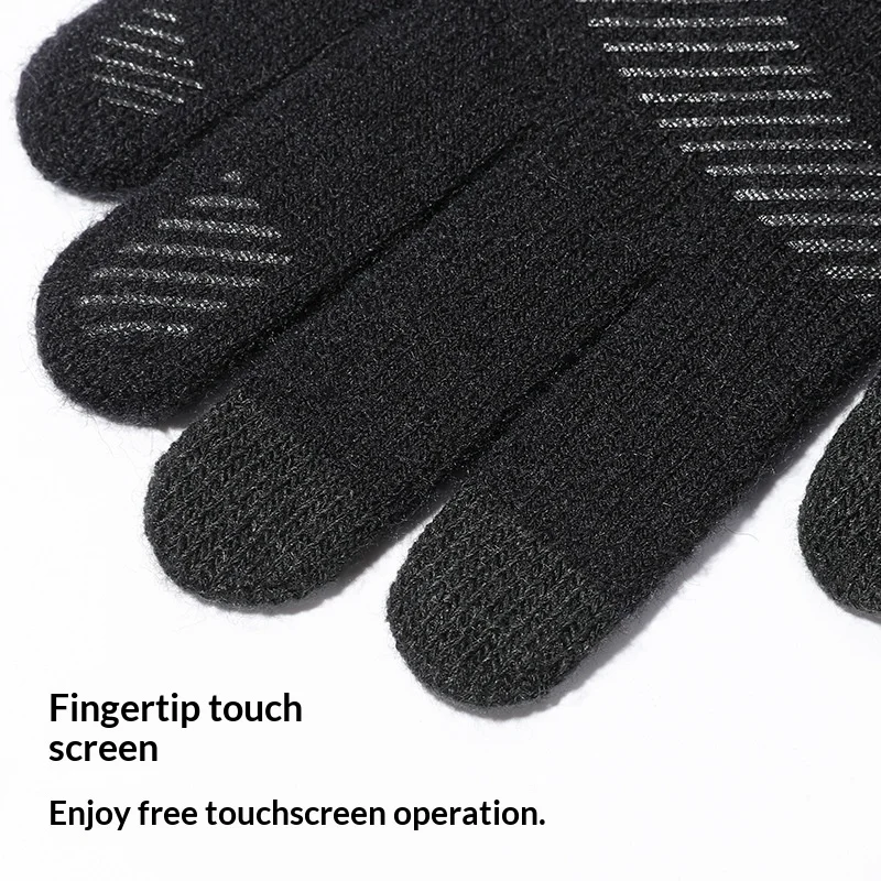 قفازات محبوكة الرياضة في الهواء الطلق ركوب الخيل عدم الانزلاق سميكة الشتاء مقاومة البرد يندبروف قفازات شاشة لمس دافئة الرجال