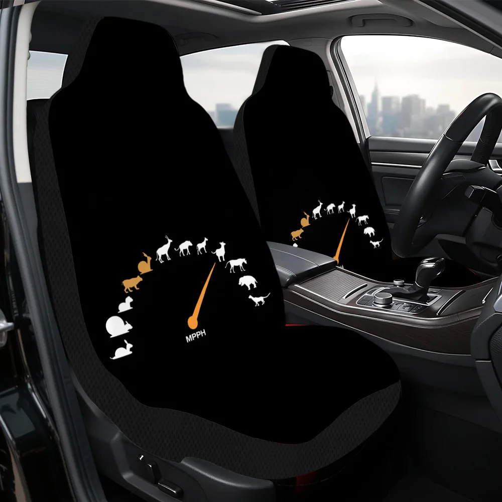 Set Of 2, Contemporary Animal-Themed Speedometer Artwork Seat Covers, Comfortable And Long-Lasting, Universally Compatible With