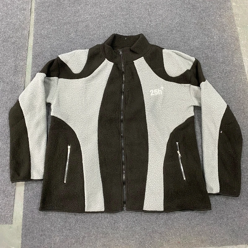 Cardigan color-blocked wool fleece jacket with fashionable loose design for men and women street casual Harajuku-style sweatshir
