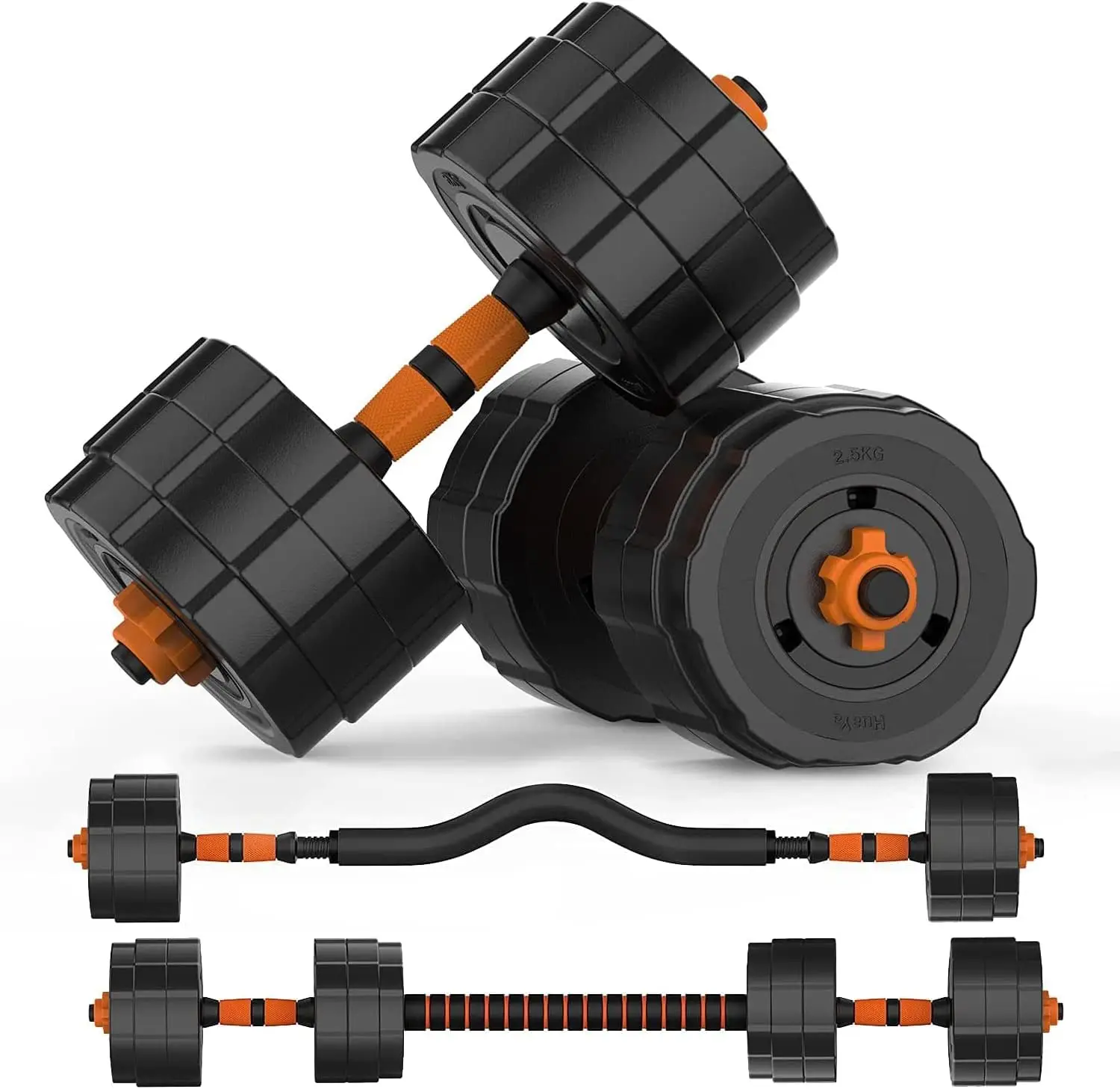 

Adjustable Dumbbell Barbell Set 4-in-1, 66-88 lbs Weights for Home Gym Workout with Non-Slip Handles
