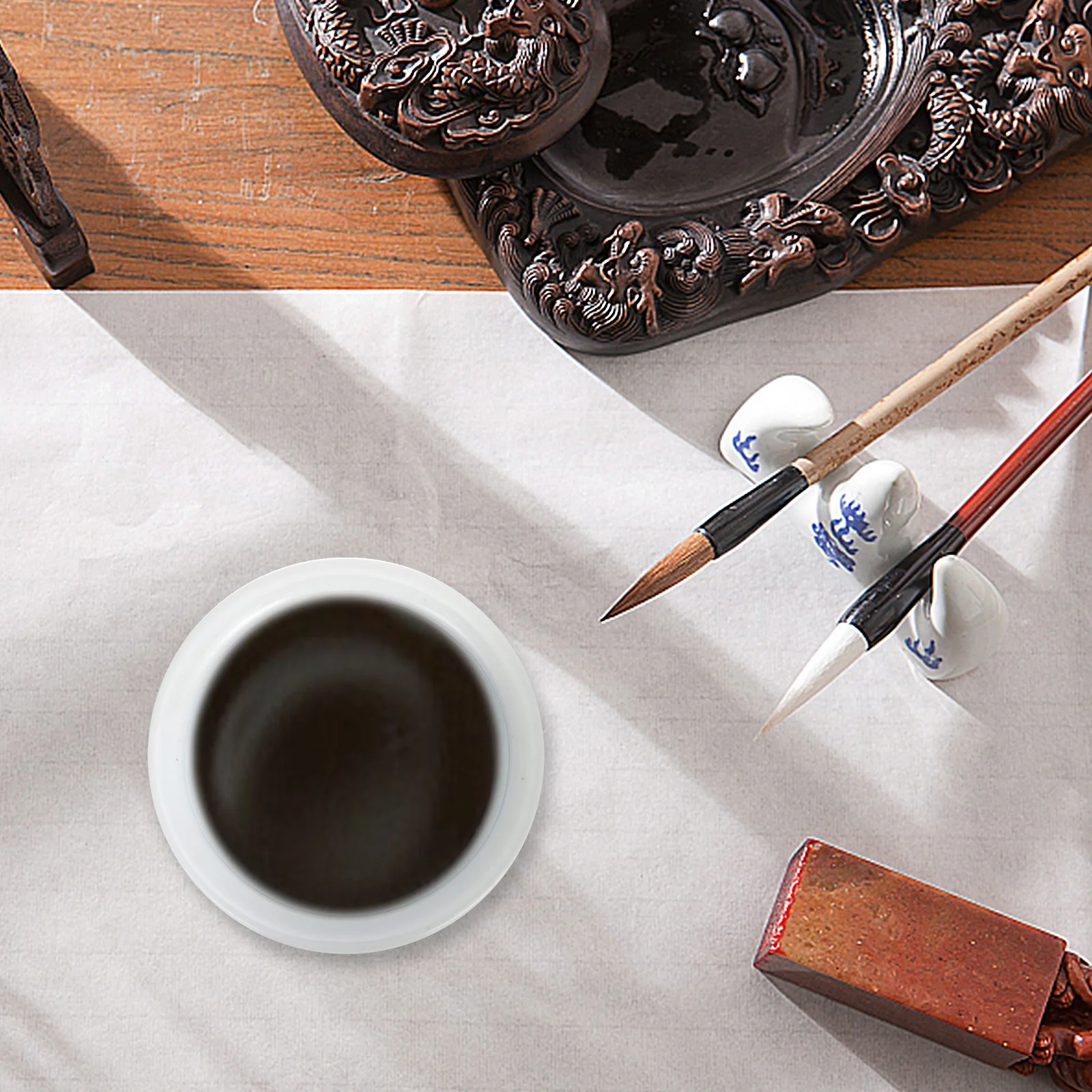 

Calligraphy Ink Container Multi-function Dish Ceramic Plate Drawing Painting Brush Bowl Tray