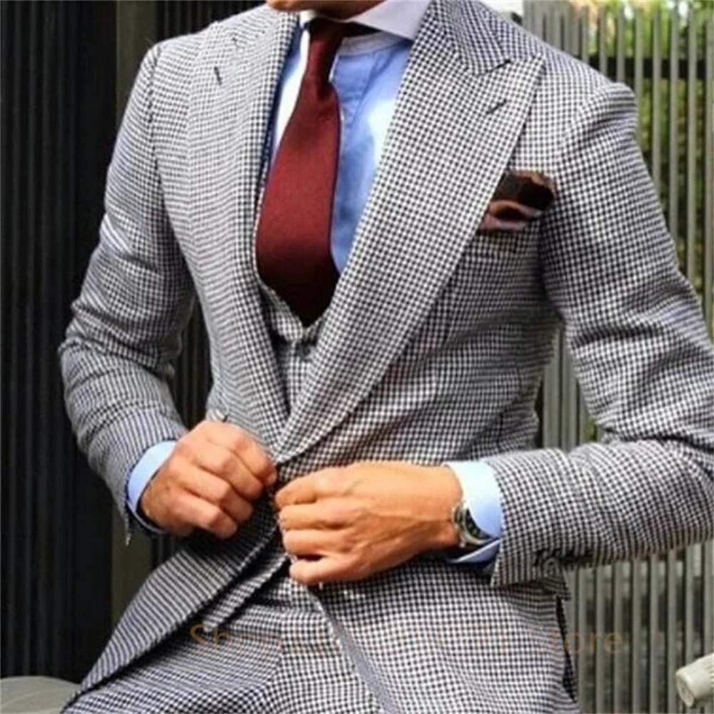 

Slim Fit Male Suits 2025 Single Breasted Vest 3 Pieces Business Men Wedding Suit Blazer Vest Pants