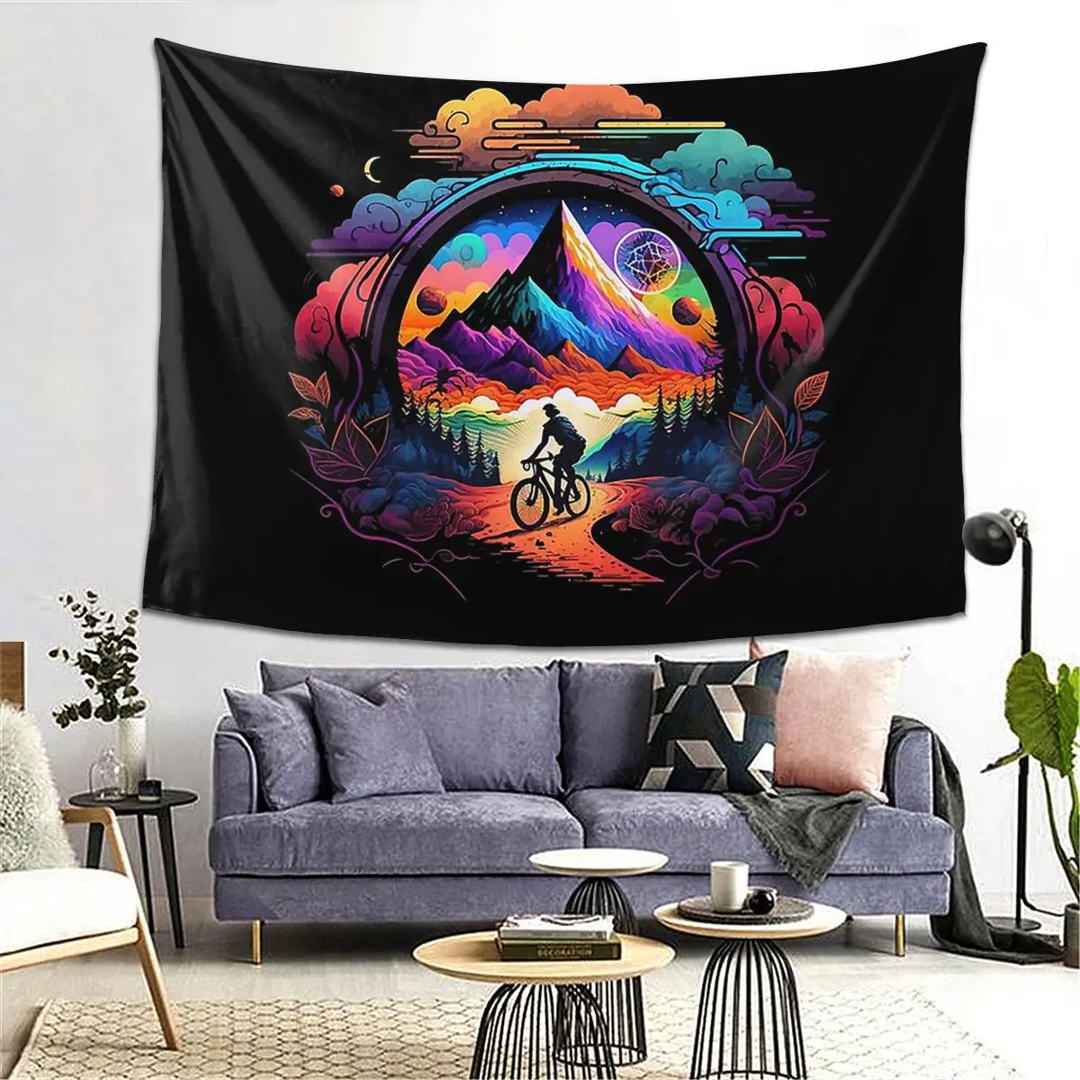 Bicycle Day 1943 Colorful Psychedelic Art Tapestry Decor Art Aesthetic Tapestries for Living Room Home Wall Cloth Wall Hanging