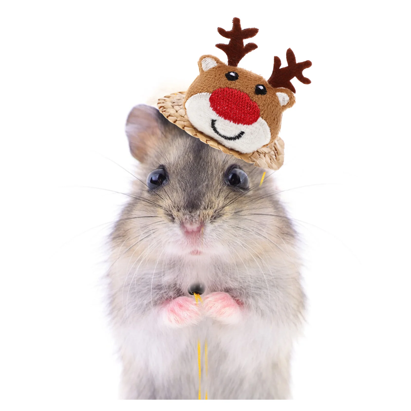 

Christmas Elk Hand Knitted Small Animal for Hamsters Hedgehogs Adjustable Straps Soft Durable Material Festive for Hamsters
