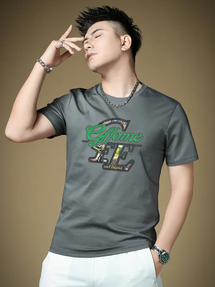 

Men's Summer Faionable Breathable ort Sve Base irt Cool Feeling Clothing Knitted round Ne T-irt Youth Sle