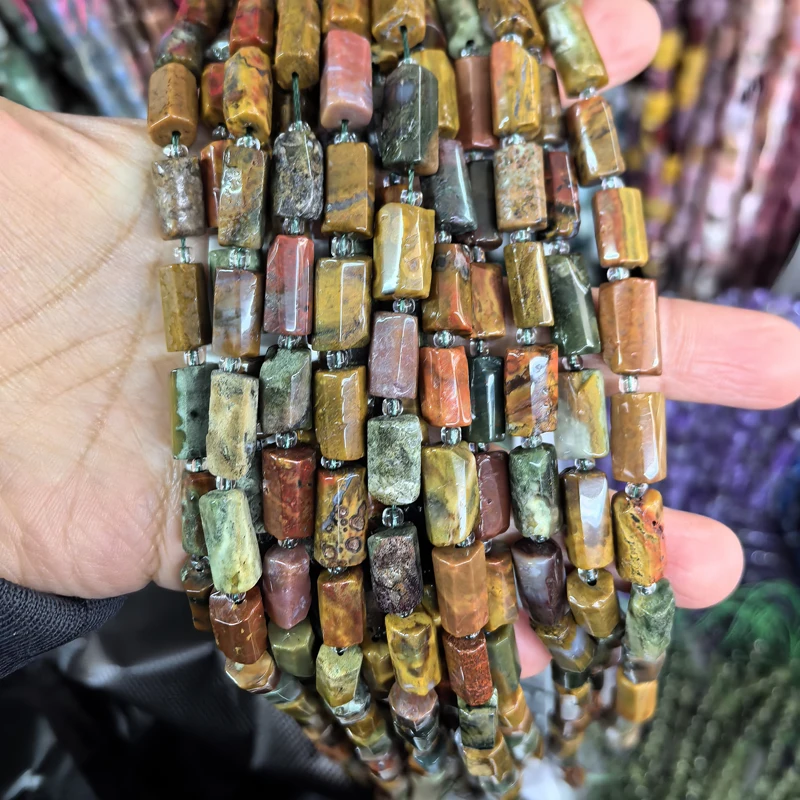 Natürliche Zylinder Stein Perle Bunte Weiße Jaspis Quarz Rohr Charms Perlen Für Schmuck Machen Diy Armbänder Halskette – Detail 30